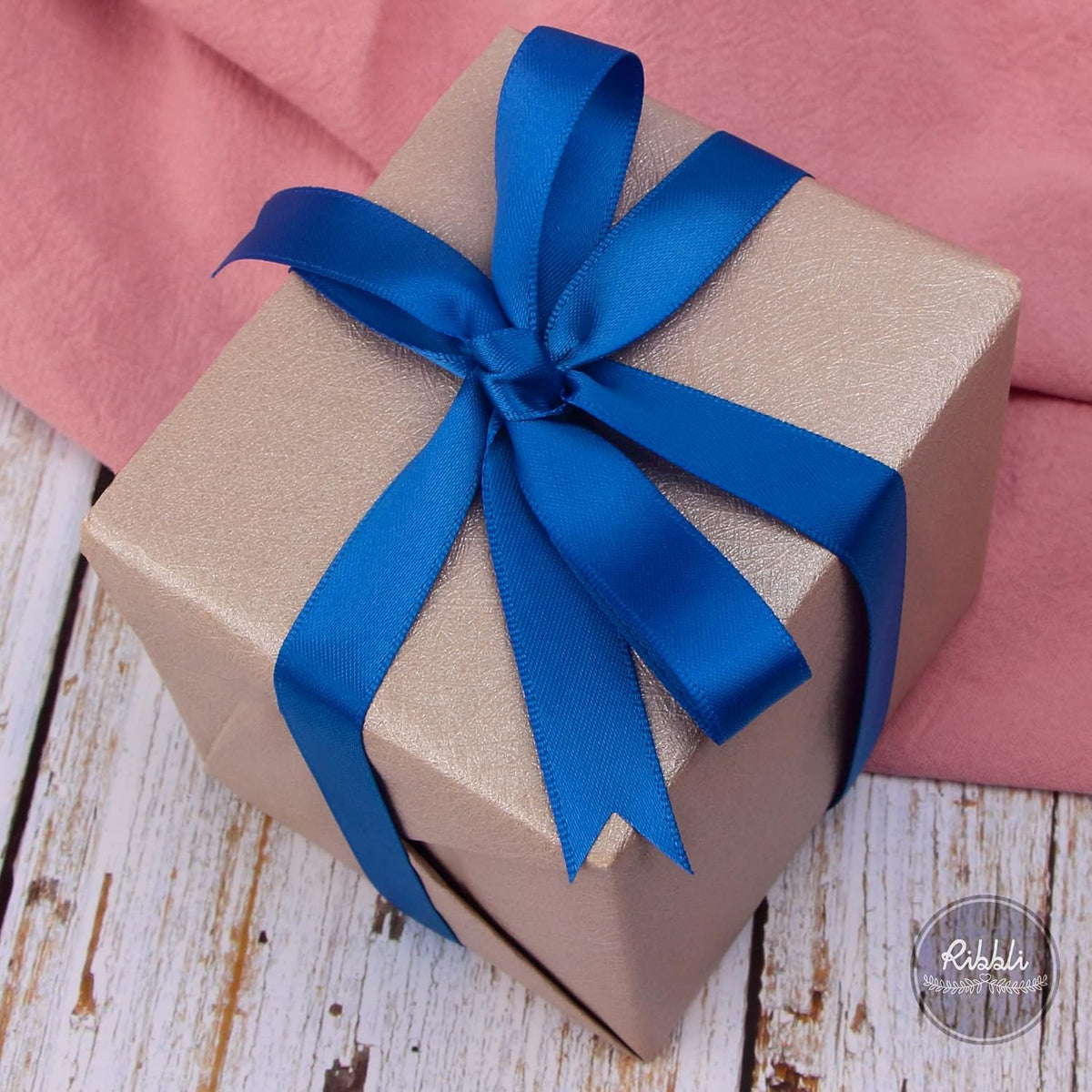 Ribbli Royal Blue Double Faced Satin Ribbon,1/2” x Continuous 25 Yards,Use for Craft Bows Bouquet