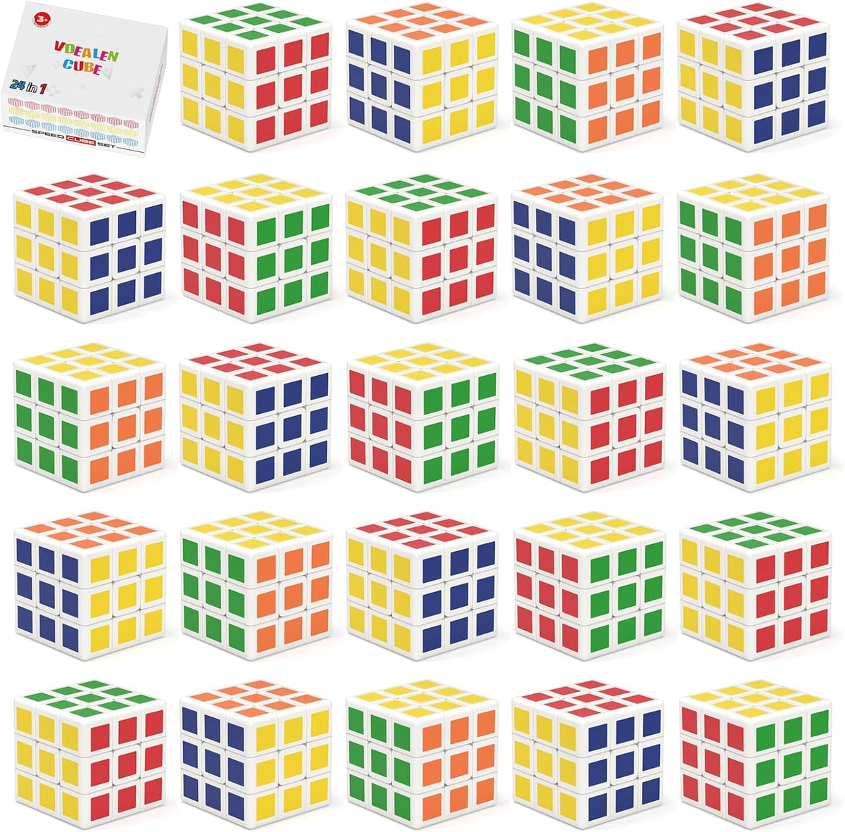 Vdealen 24 Pack Mini Cube Puzzle Party Favors for Kids, 1.18in 3x3 Magic Cube School Rewards &