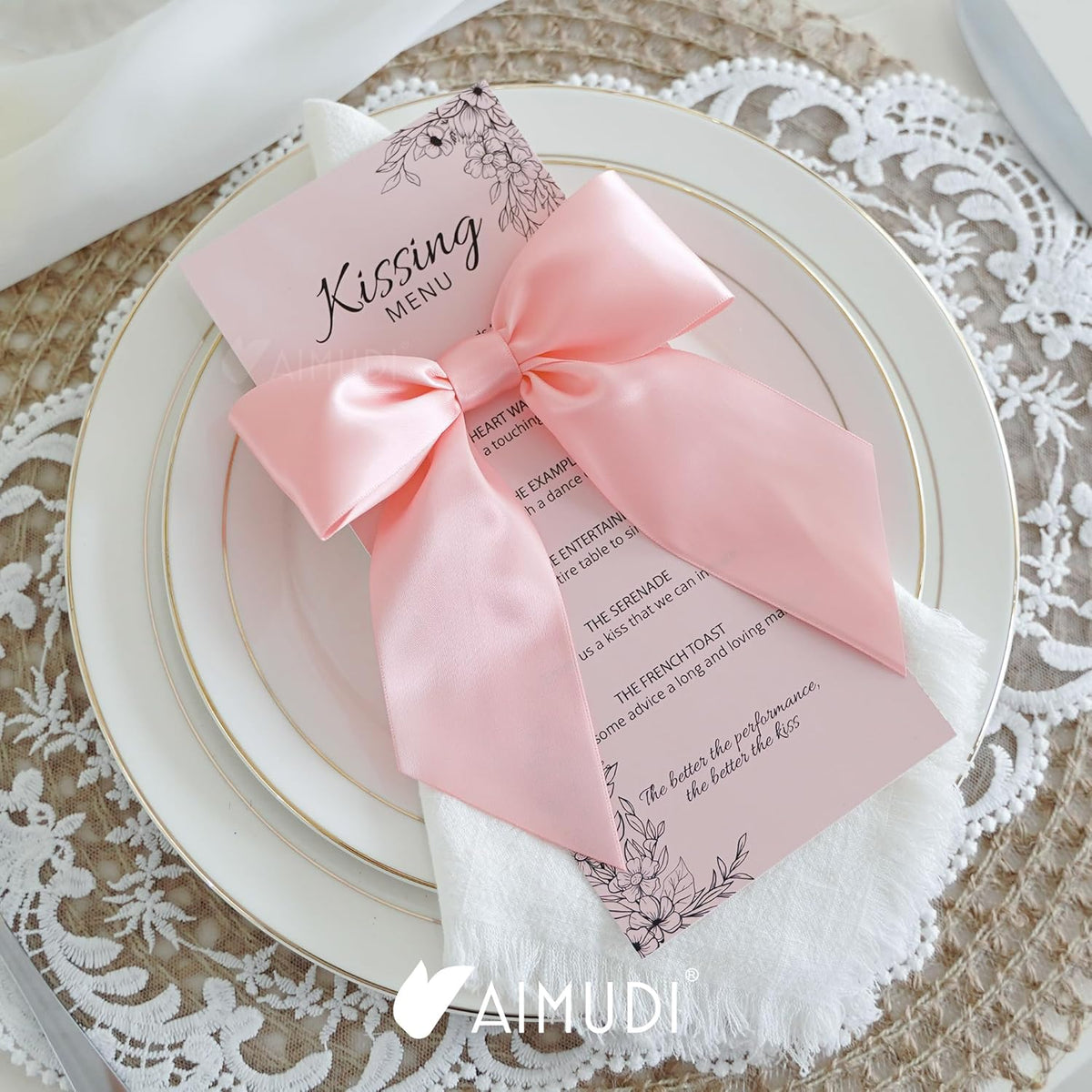 AIMUDI Baby Pink Satin Bows 5.5" Bows for Gift Wrapping Satin Twist Tie Bows Premade Ribbon Bows