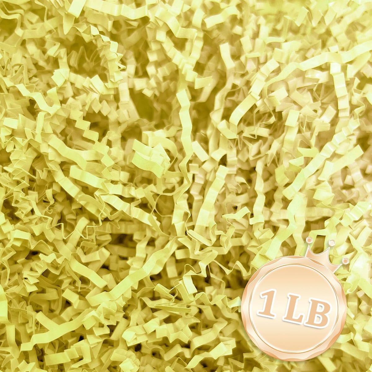 Zankubom 1 LB Light Yellow Crinkle Cut Paper Shred Filler Great for Gift Wrapping, Light Yellow