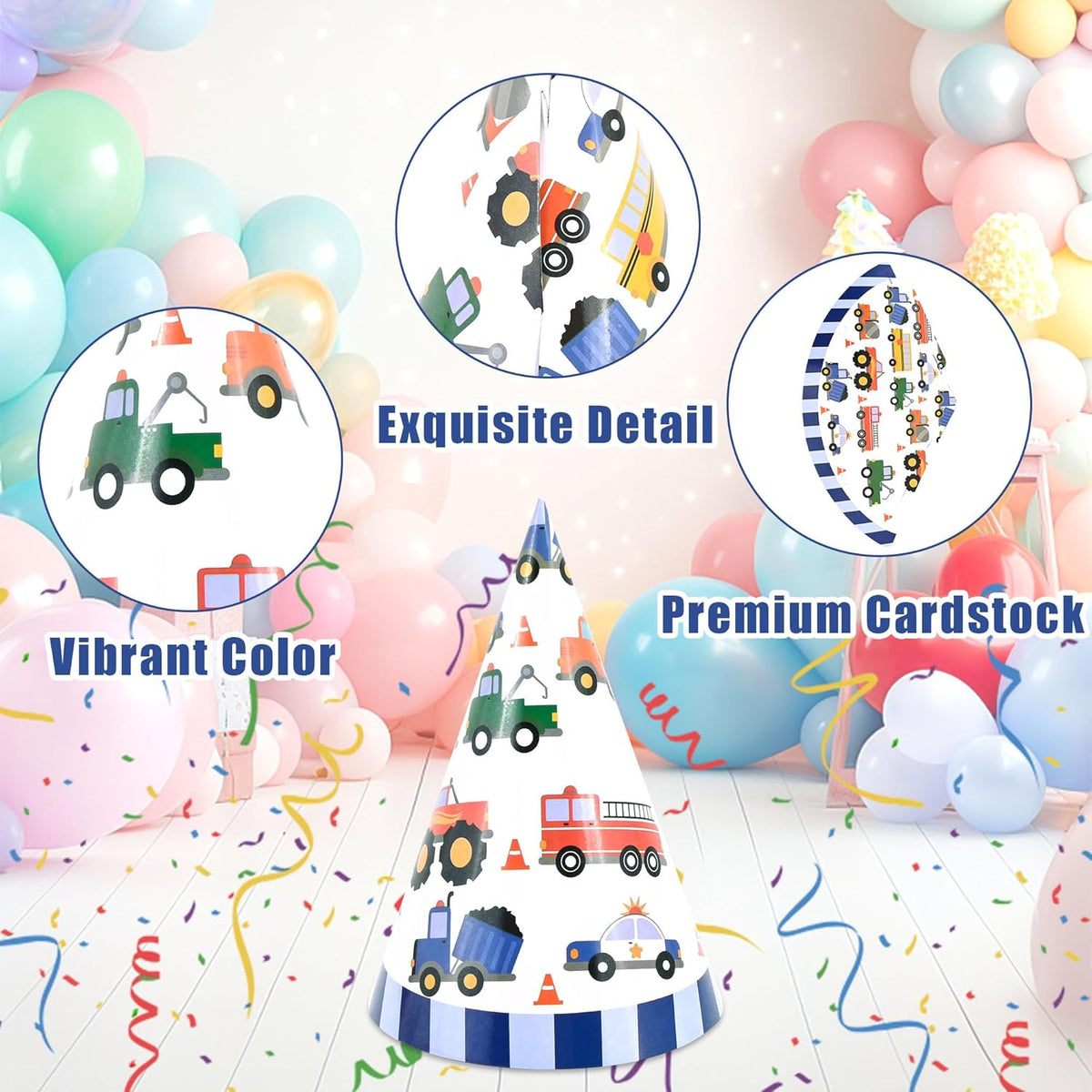 CANREVEL 12 PCS Party Hats for Kids and Adults, Party Headwear, Happy Birthday Hats, Birthday Party