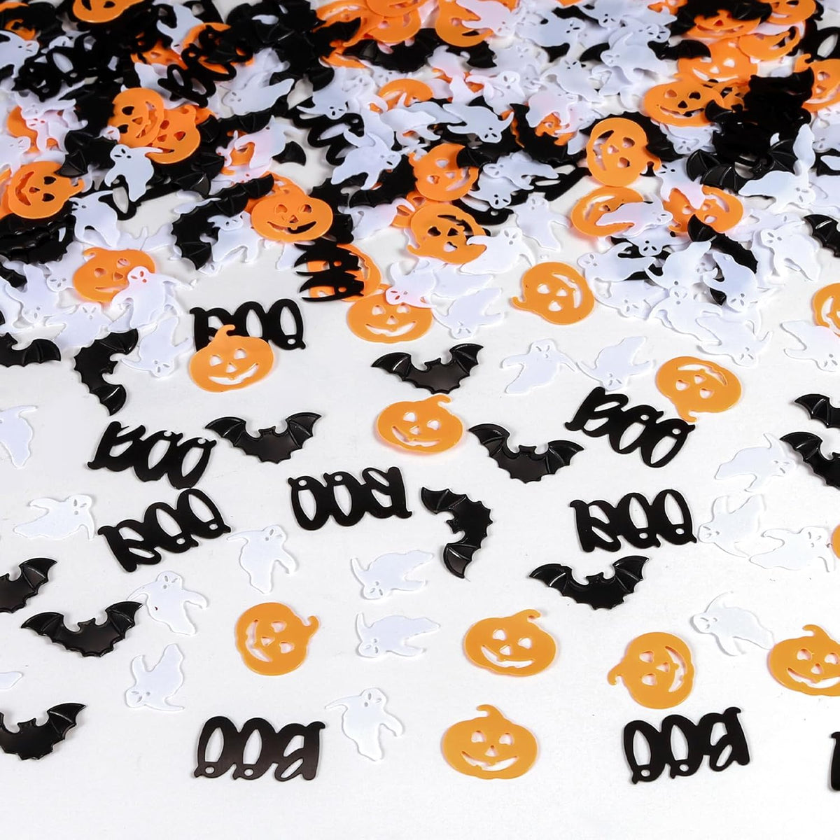 Halloween Party Table Scatter Confetti, 3000 Pcs Black and White BOO Foil Metallic Confetti for