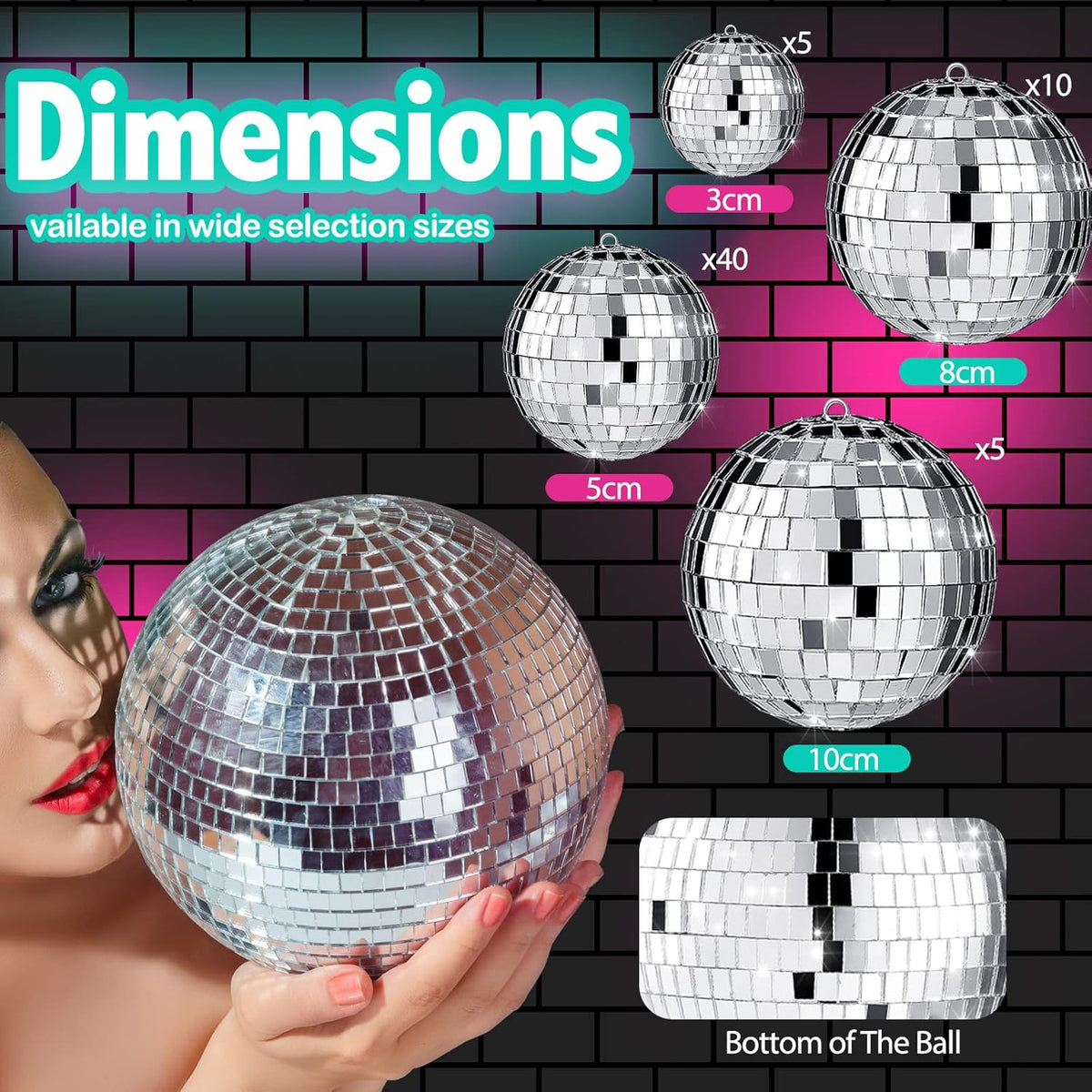 Funtery 100 Pcs Mirror Disco Balls Bulk Assorted Silver Hanging Disco Ball Decor for Home Wedding