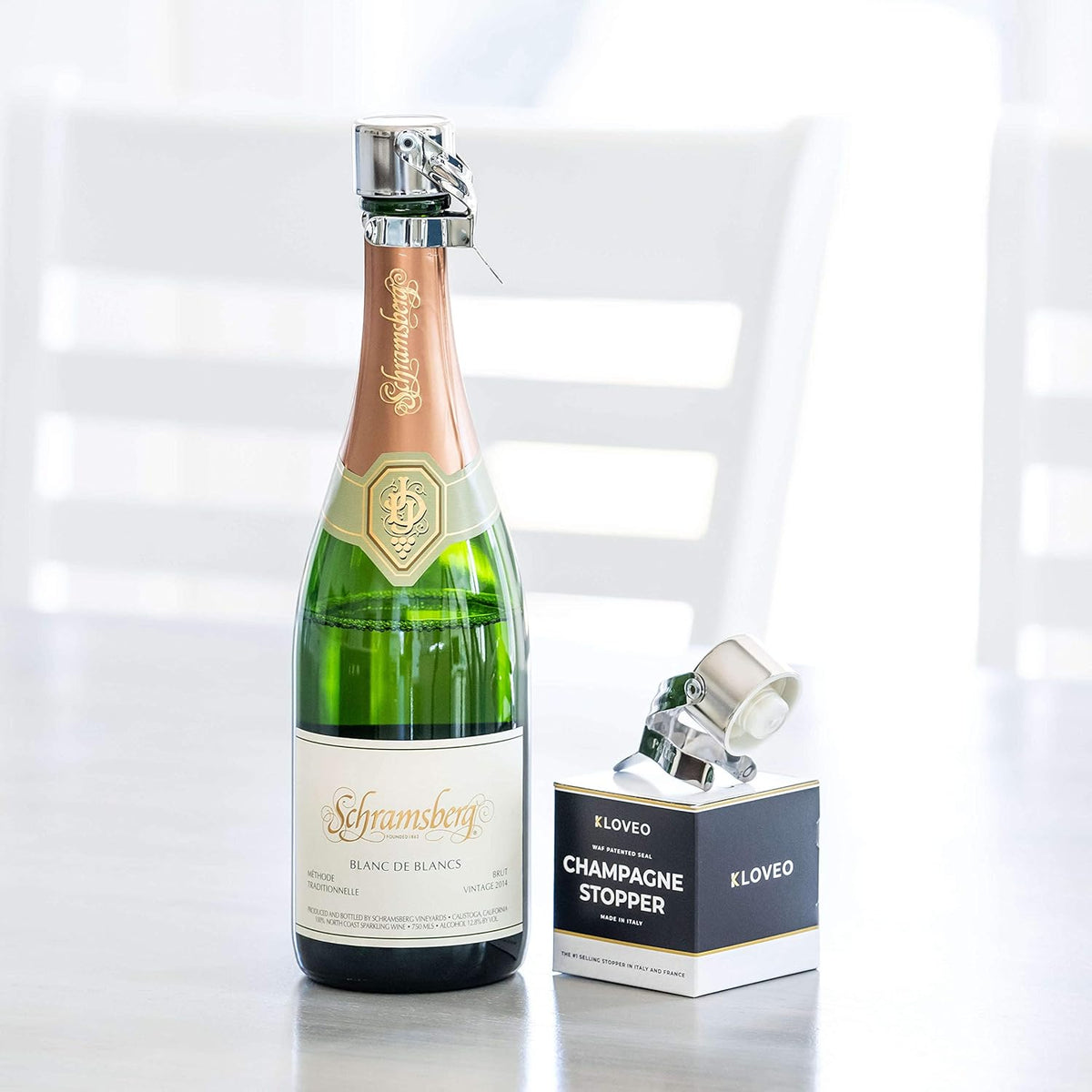 KLOVEO Champagne Stoppers - Patented Seal - Made in Italy - Professional Grade WAF Champagne Bottle