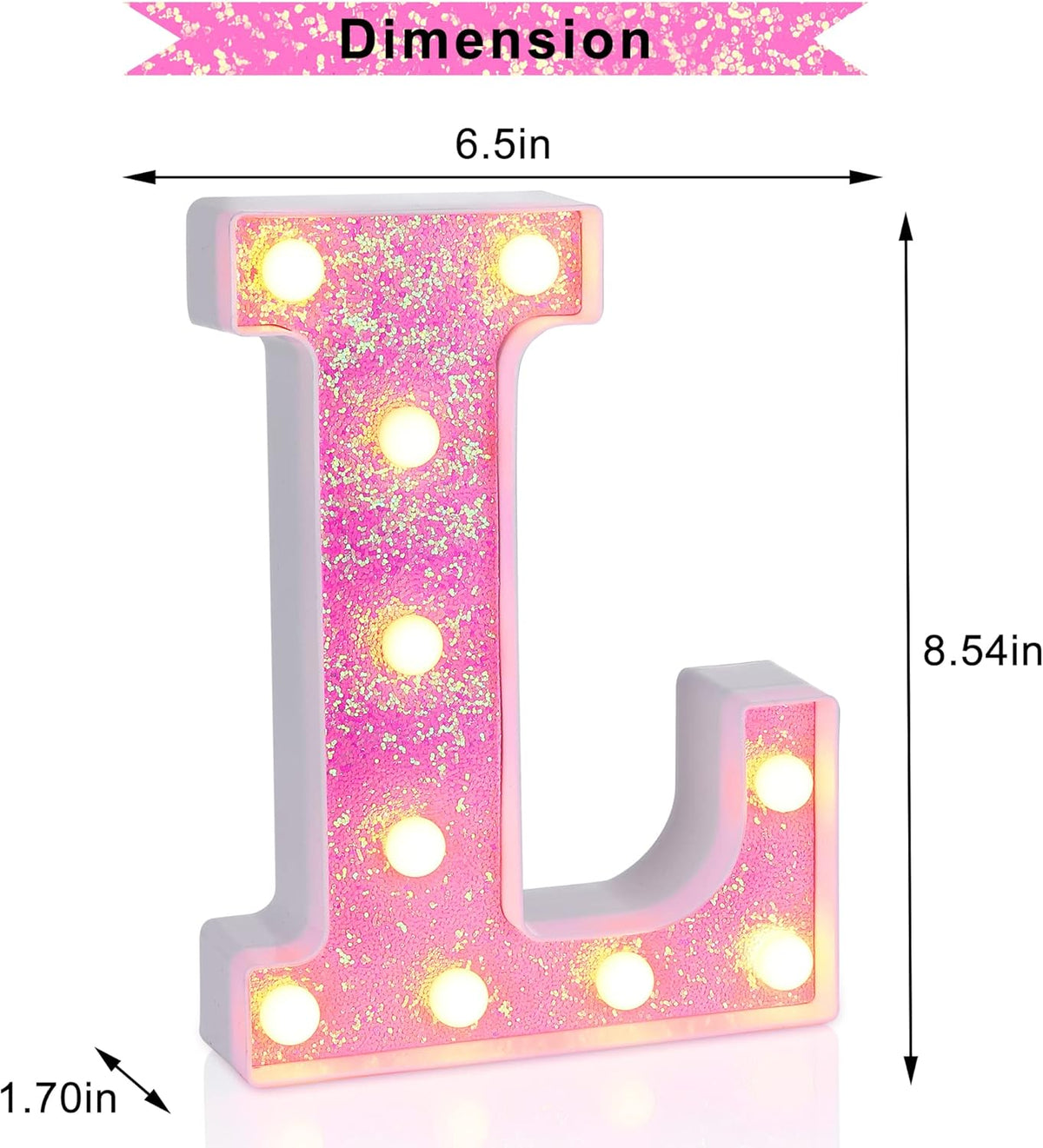 Foaky Pink Light up Letters，Pink Party Decorations,Girls Room Decor,Glitter Light Up