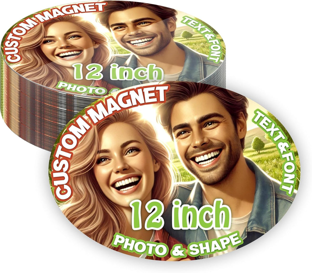KETABAO – 12" Oval Magnetic Photo Magnet for Refrigerators, Storage Cabinets and Cars – Customized