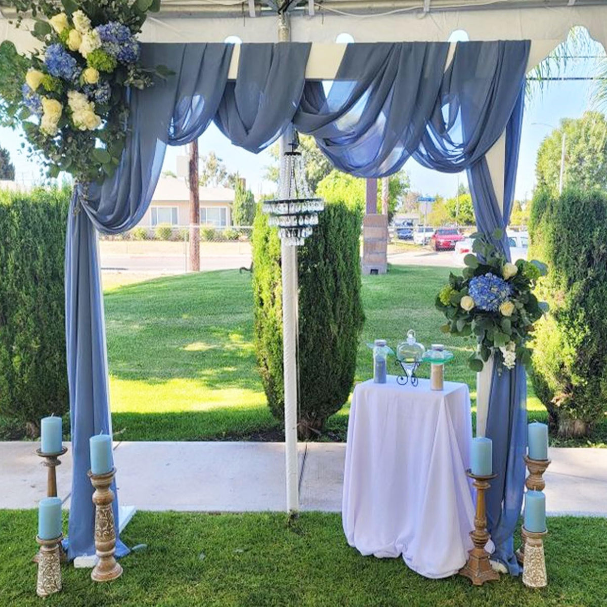 20Ft length x 28" width 2 Panels Wedding Arch Draping Fabric Dusty Blue Arch Drapes Chiffon Fabric