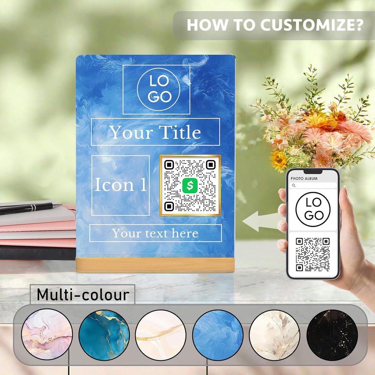 Personalized Custom Metal QR Code Sign Venmo Cashapp Scan to Pay with Stand Instagram Facebook