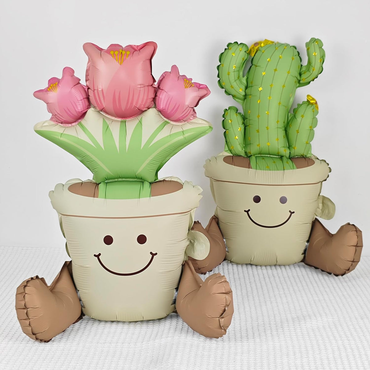 Matte cactus And Tulip potted Balloons Set 2PCS Floral Foil balloons for Cactus and Tulip Themed