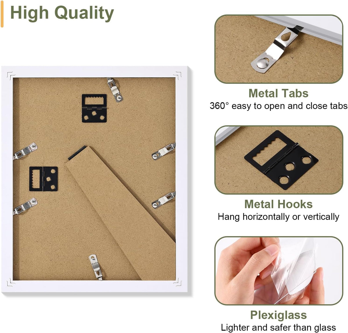 Vittanly 8x10 Collage Picture Frame, Displays 2Pcs 4x6 Pictures with Mat, Photo Frame for Wall