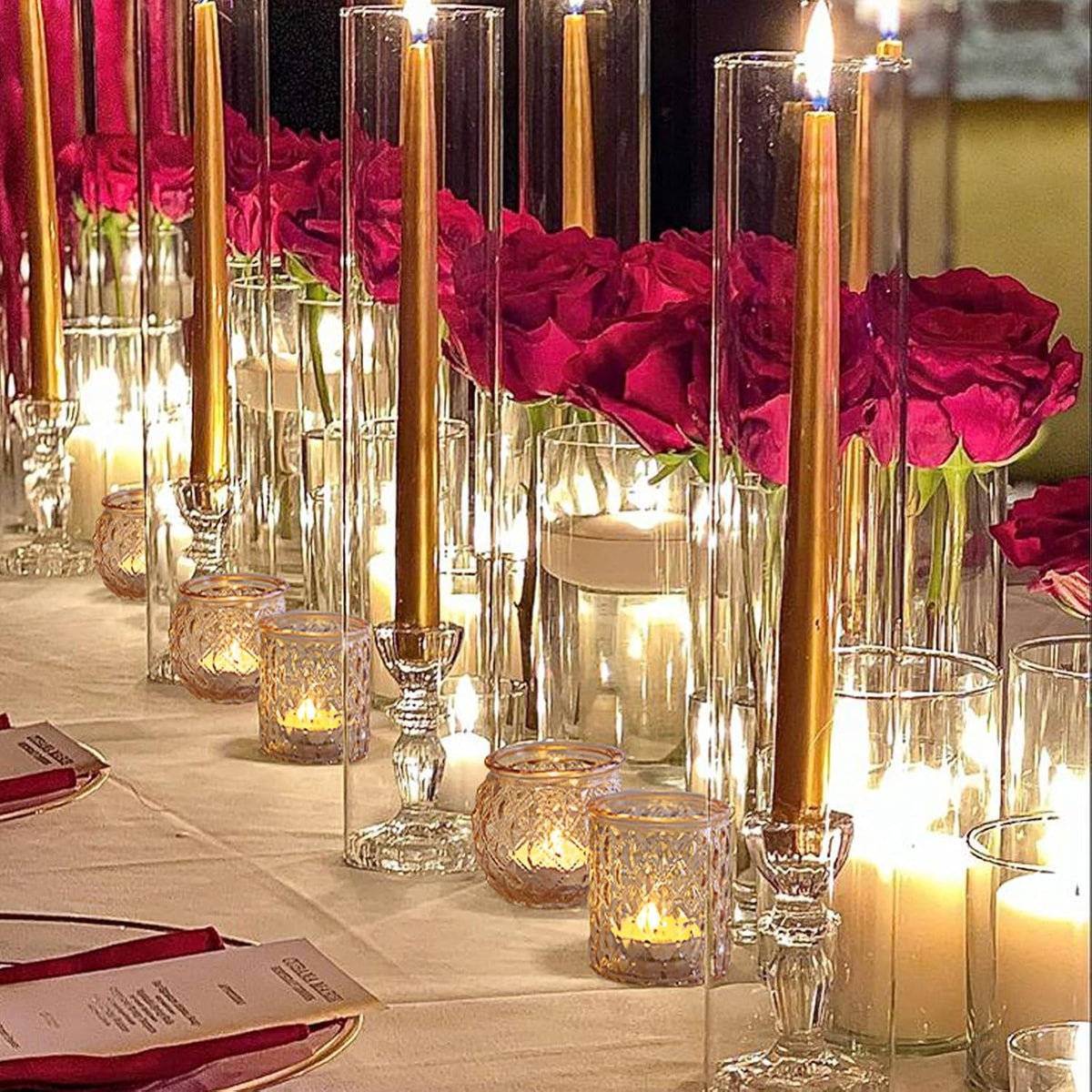 36pcs Assorted Gold Votive Candle Holders, Tea Light Candle Holder Glass for Diwali, Gold Candle