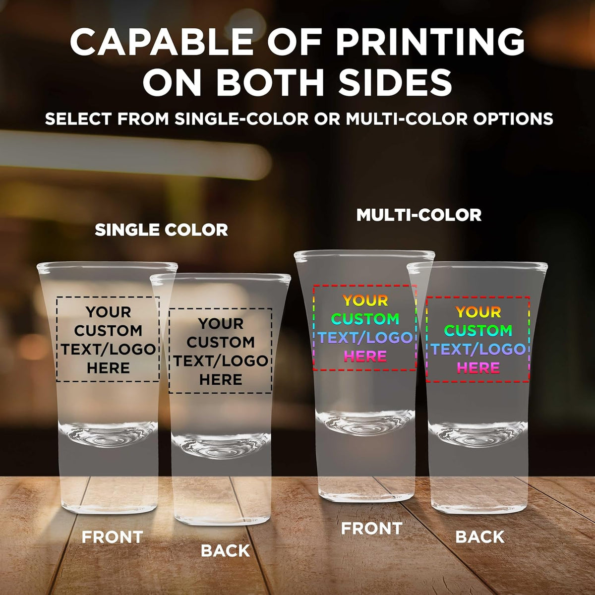 Custom 2 oz. Lord Shooter Etched Shot Glasses, 100 pack, Personalized Text, Logo, 21st Birthday