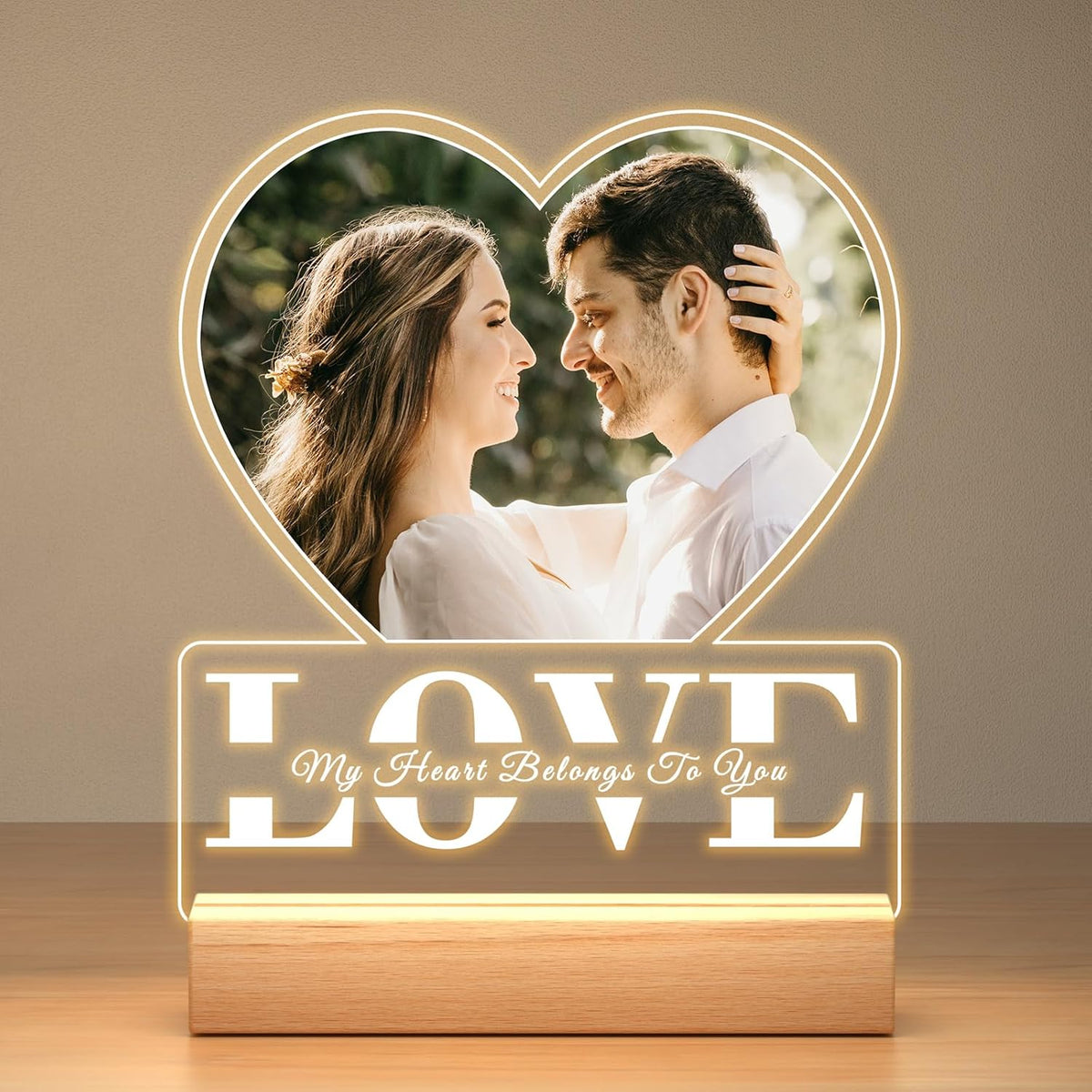 Custom Picture Frames with Photo, Personalized Photo Frame with Night Light, Customized Picture