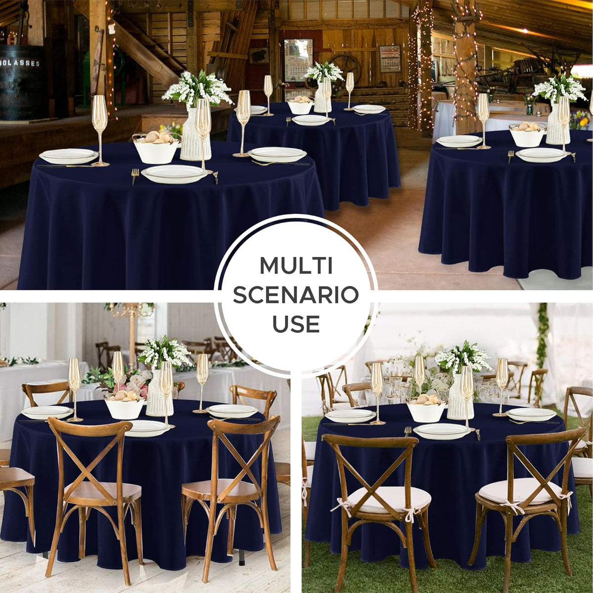 Fitable 8 Pack Round Tablecloths: Stain Resistant Wrinkle Free Circle Table Clothes, Washable