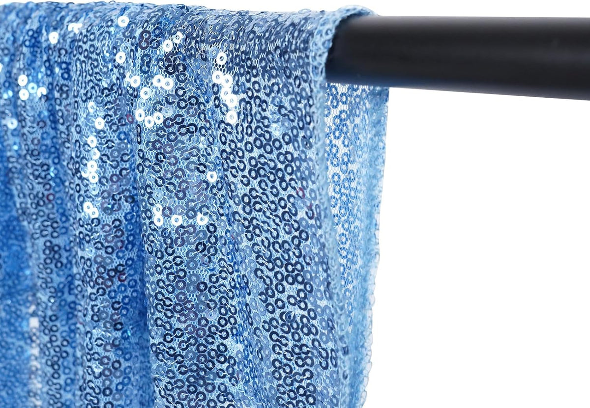Poise3EHome Baby Blue Sequin Backdrop Curtain,8FT x 10FT Sequin Photography Backdrop Curtain for