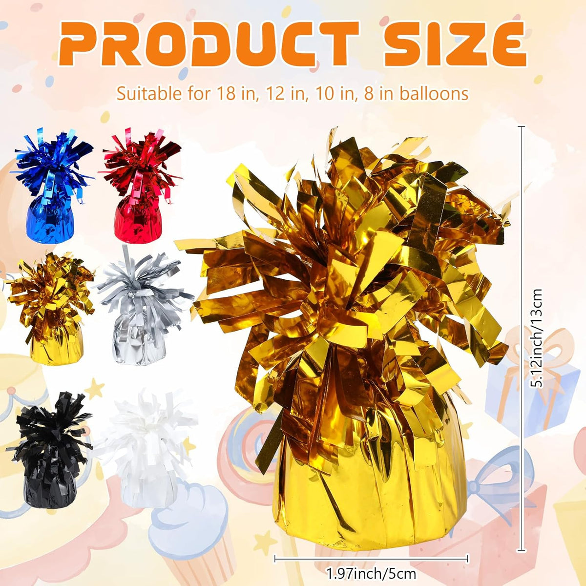6 Pack Gold Balloon Weights Metallic Holder Anchors Balloon Holder Weights for for Birthday 2025