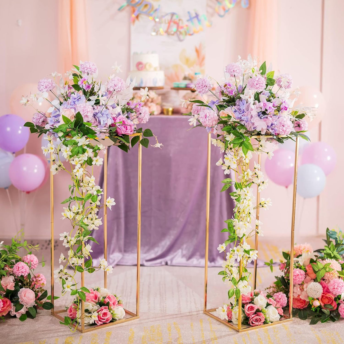 Gold Flower Stand for Table: 31.5” Tall Centerpiece Stand for Wedding Table Reception Floral Center