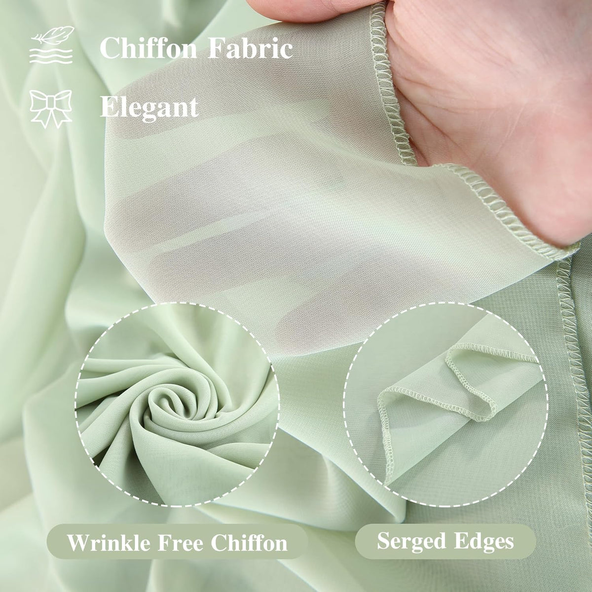 Wedding Arch Draping Fabric,1 Panel 18FT Sage Green Arch Backdrop Drapes Chiffon Fabric Drapes