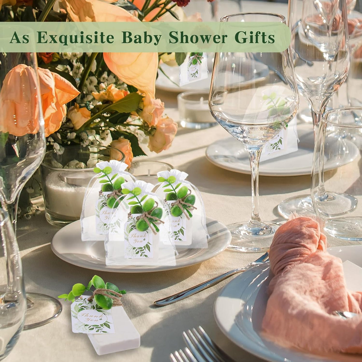 50PCS Handmade Soap Wedding Favor Natural Eucalyptus Handmade Soaps Soap Thank You Gifts Bridal