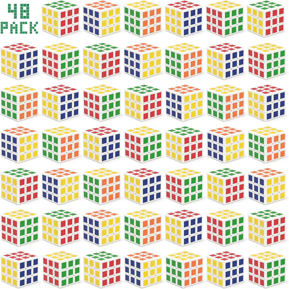 Vdealen 48 Pack Mini Cube Puzzle Party Favors for Kids, 3x3x3 Magic Cube School Rewards & Classroom
