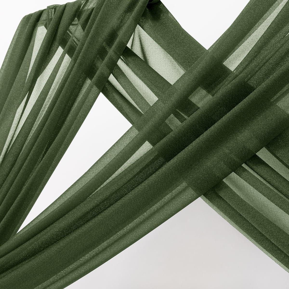 MLMC Olive Green Wedding Arch Draping Fabric 2 Panels 29" x 20 FT Extra Long Gauze Drapes Sheer