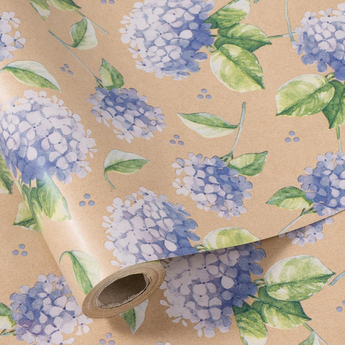 RUSPEPA 30" X 32.8' Hydrangea Wrapping Paper Large Kraft Paper Roll, Jumbo Roll, Purple Floral