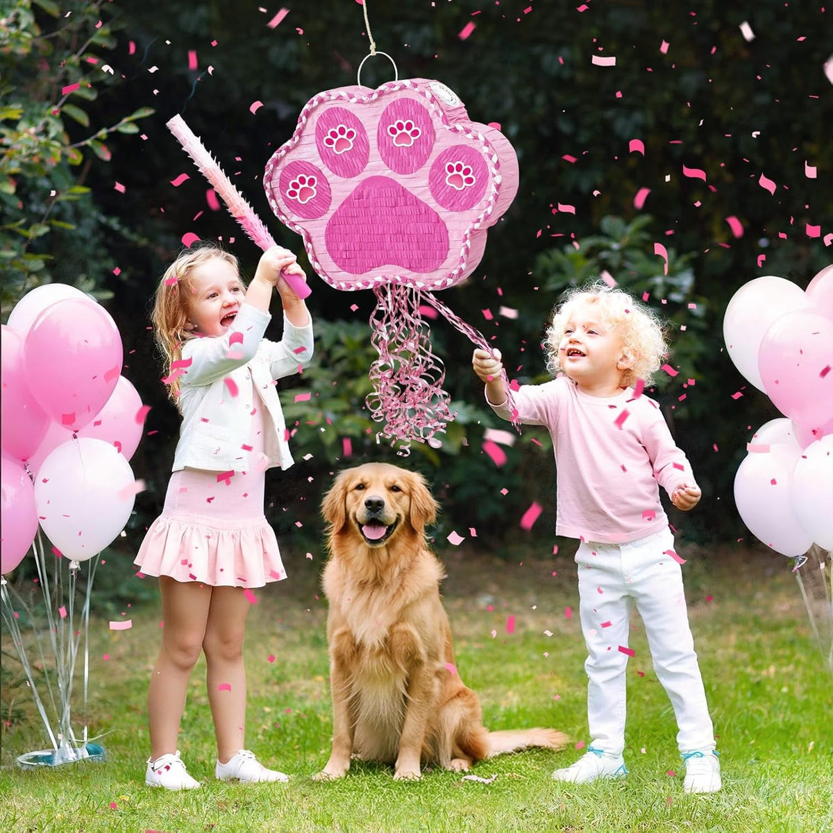 WERNNSAI Pink Dog Paw Pinata - Dog Pinata Pet Theme Party Games Pink Girl Style Puppy Paw Party