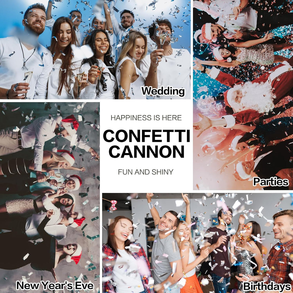 12Pack Sliver Confetti Poppers - 12inch Confetti Cannon for Weddings, Graduations, Birthdays & New