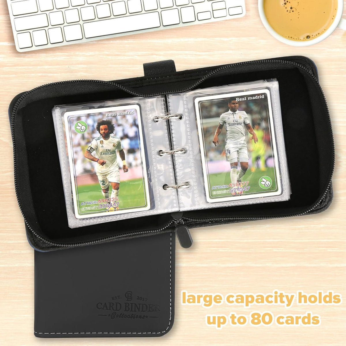Trading Card Binder, Card Collection Binder Album Folder with 80 Side Loading Pockets, 1 Pocket