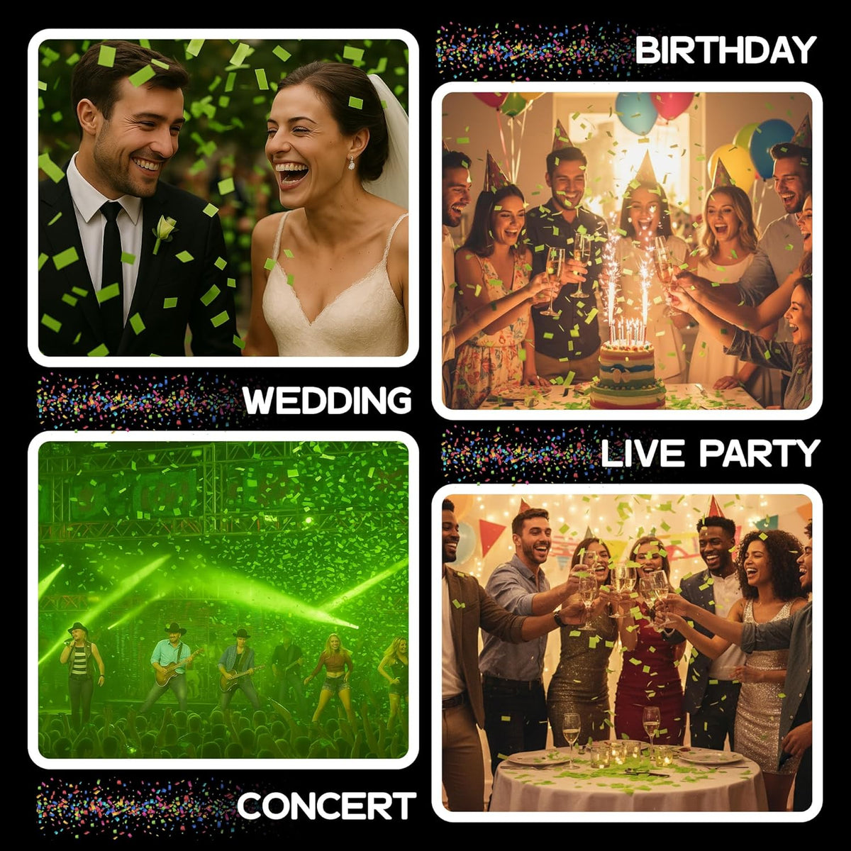 Light Green Biodegradable Confetti - Rectangular Flame-Resistant Tissue Paper Confetti for Cannon