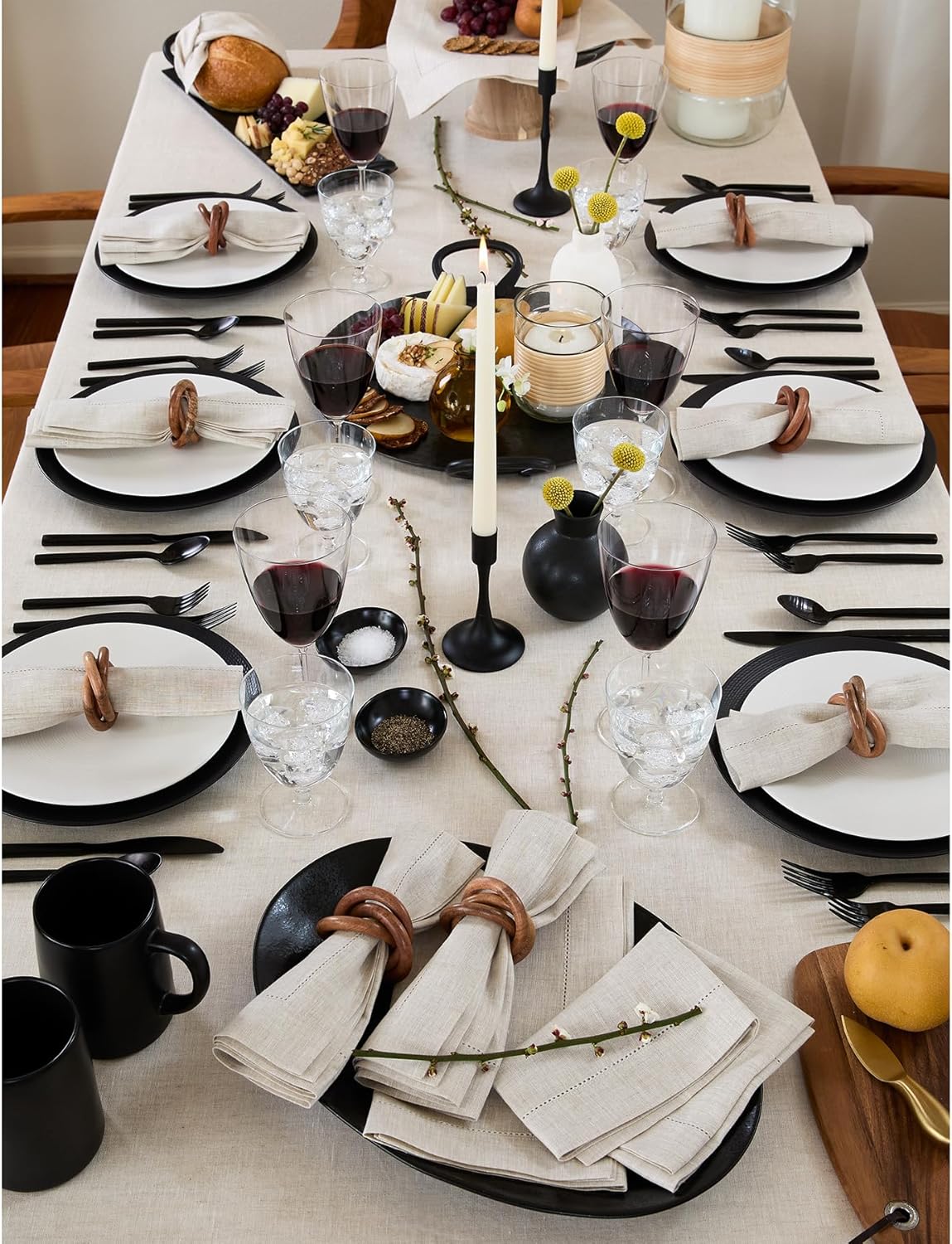 Solino Home Linen Light Natural Tablecloth 60 x 144 Inch - Classic Hemstitch, 100% Pure Linen