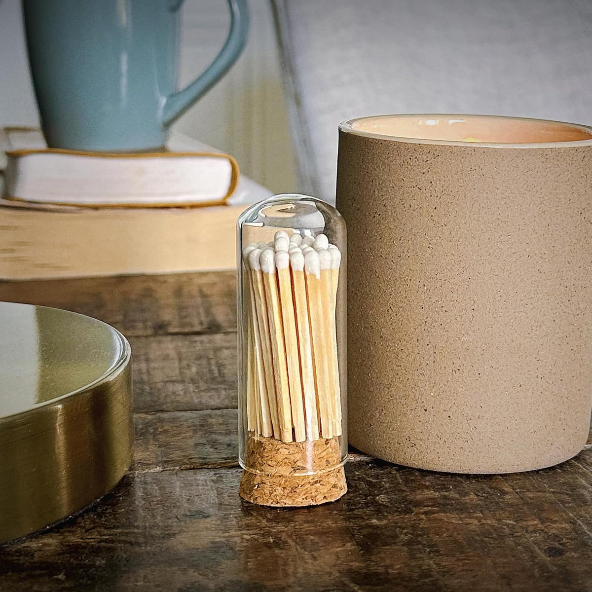 2" White Tip Matches with 3 Mini Cloche Jar + Striker Stickers Included | 100 Classic White