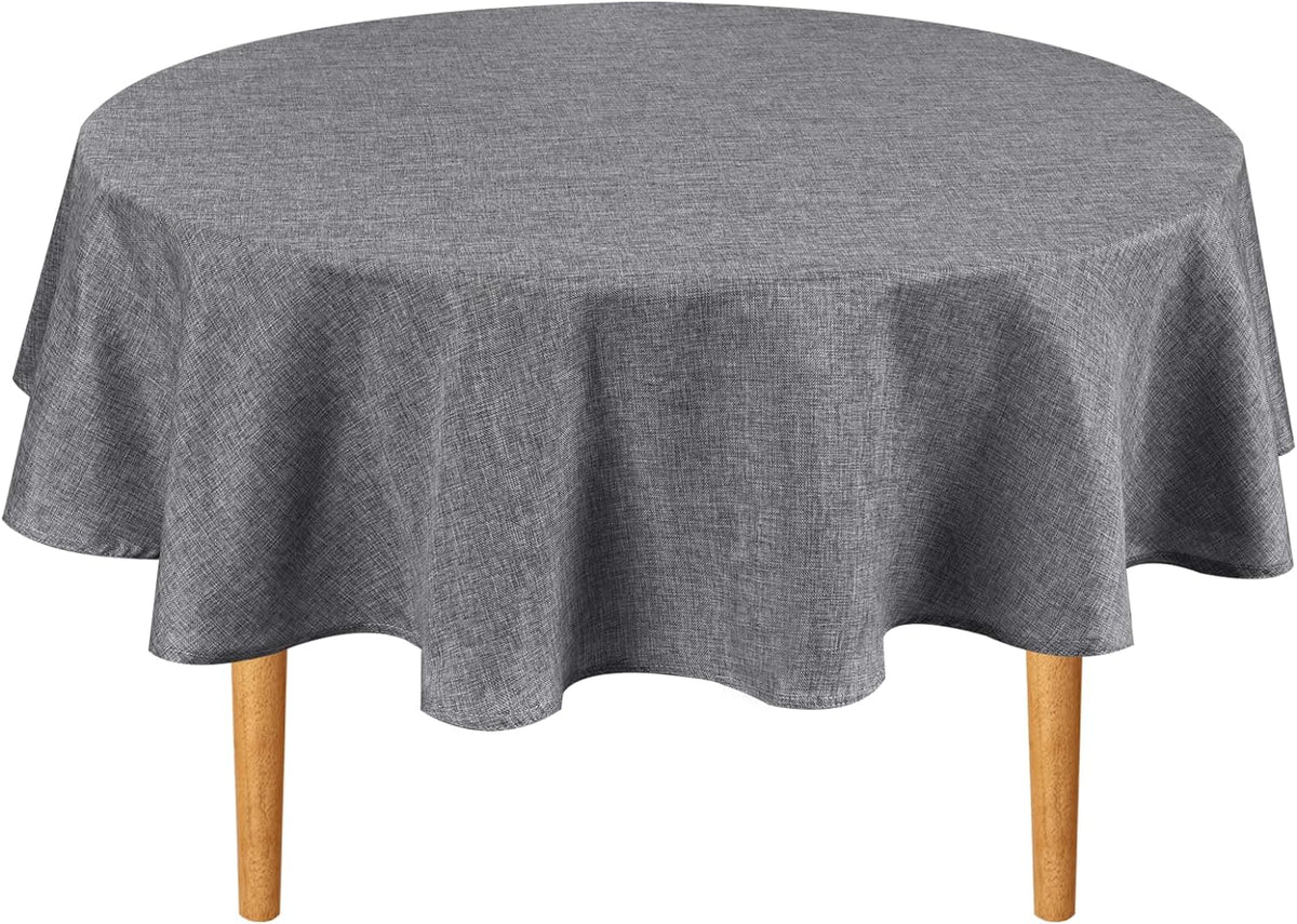 Hiasan Round Linen Tablecloth 30 Inch - Wrinkle and Stain Resistant Washable Polyester Fabric Table
