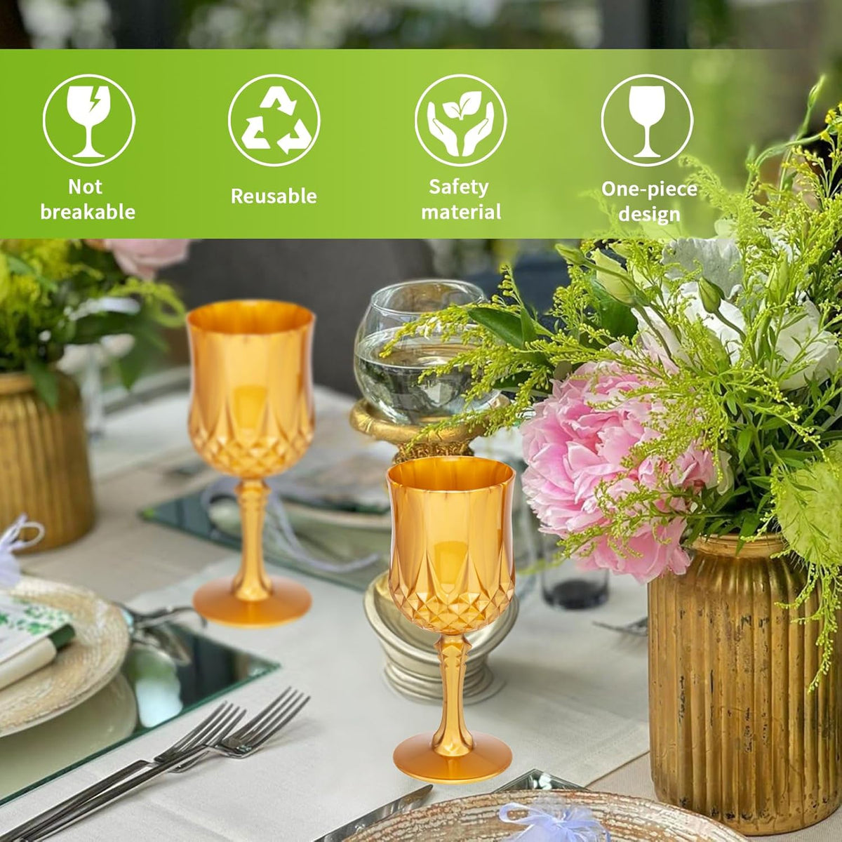 JLYLOL Plastic Vintage Wine Glasses 7OZ Plastic Goblets Vintage Drinking Glasses 24PCS Retro