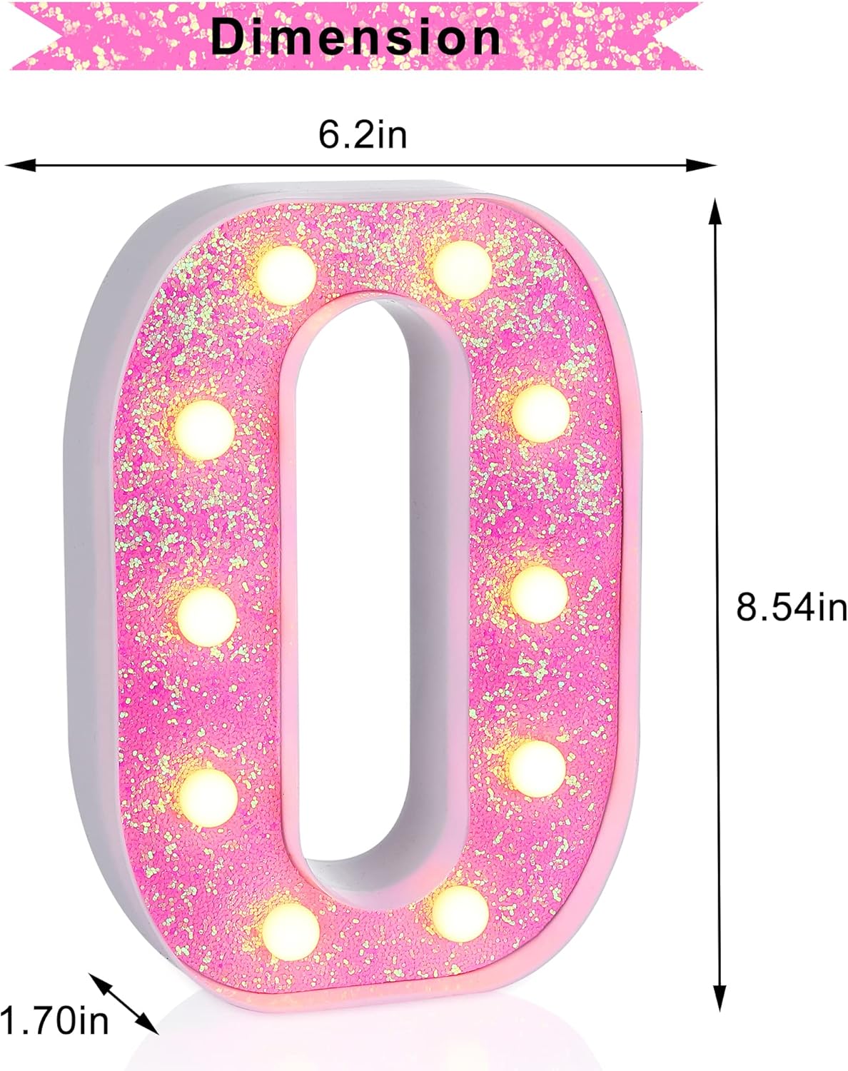 Foaky Pink Light up Letters，Pink Party Decorations,Girls Room Decor,Glitter Light Up