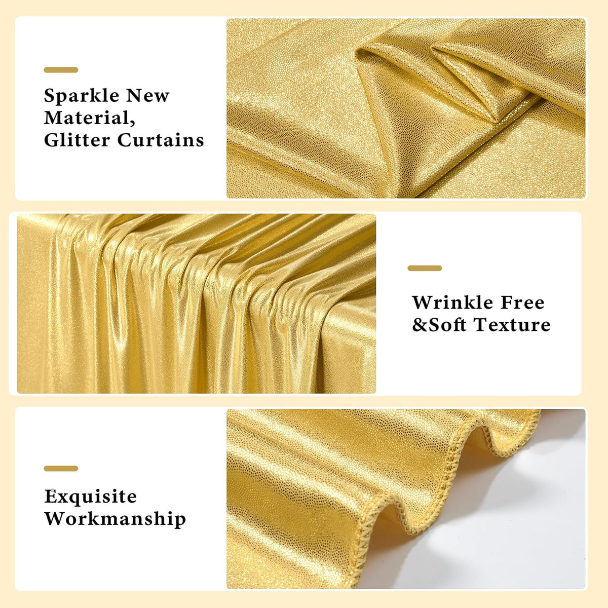 Outpain 10x10ft Gold Sequin Backdrop Curtains -Heavy Duty Gold Photography Backdrops with