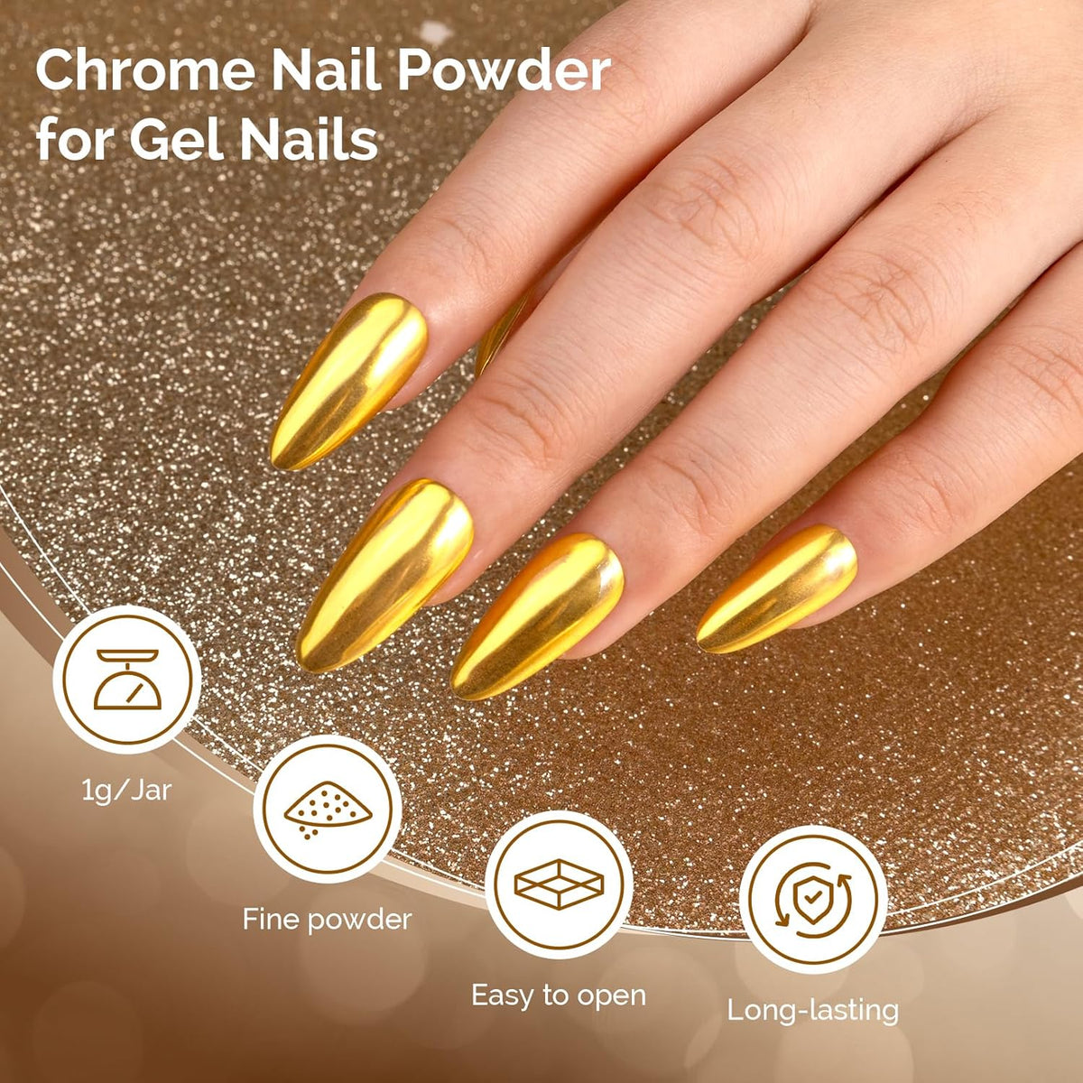 MelodySusie 2Pcs Chrome Nail Powder for Gel Nails,Metallic Mirror Effect Pigment Stylish and