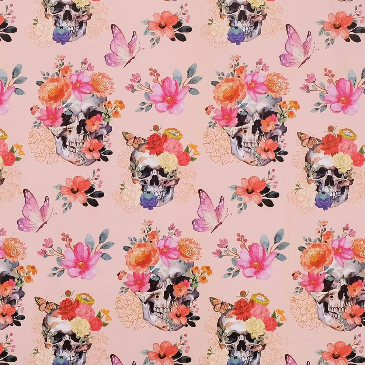 Aimyoo Gothic Wrapping Paper Roll, 17 Inch X 33 Feet Skull Floral Butterfly Design Gift Wrap Paper