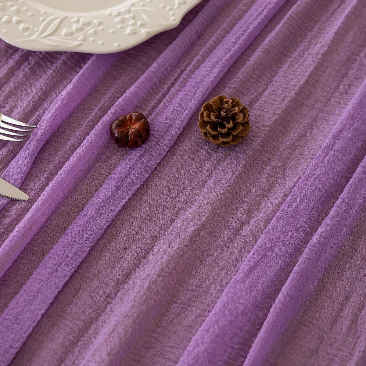 6pcs Lilac Gauze Rustic Cheesecloth Table Runner 120 Inch 10 FT for Wedding Baby Shower Bridal