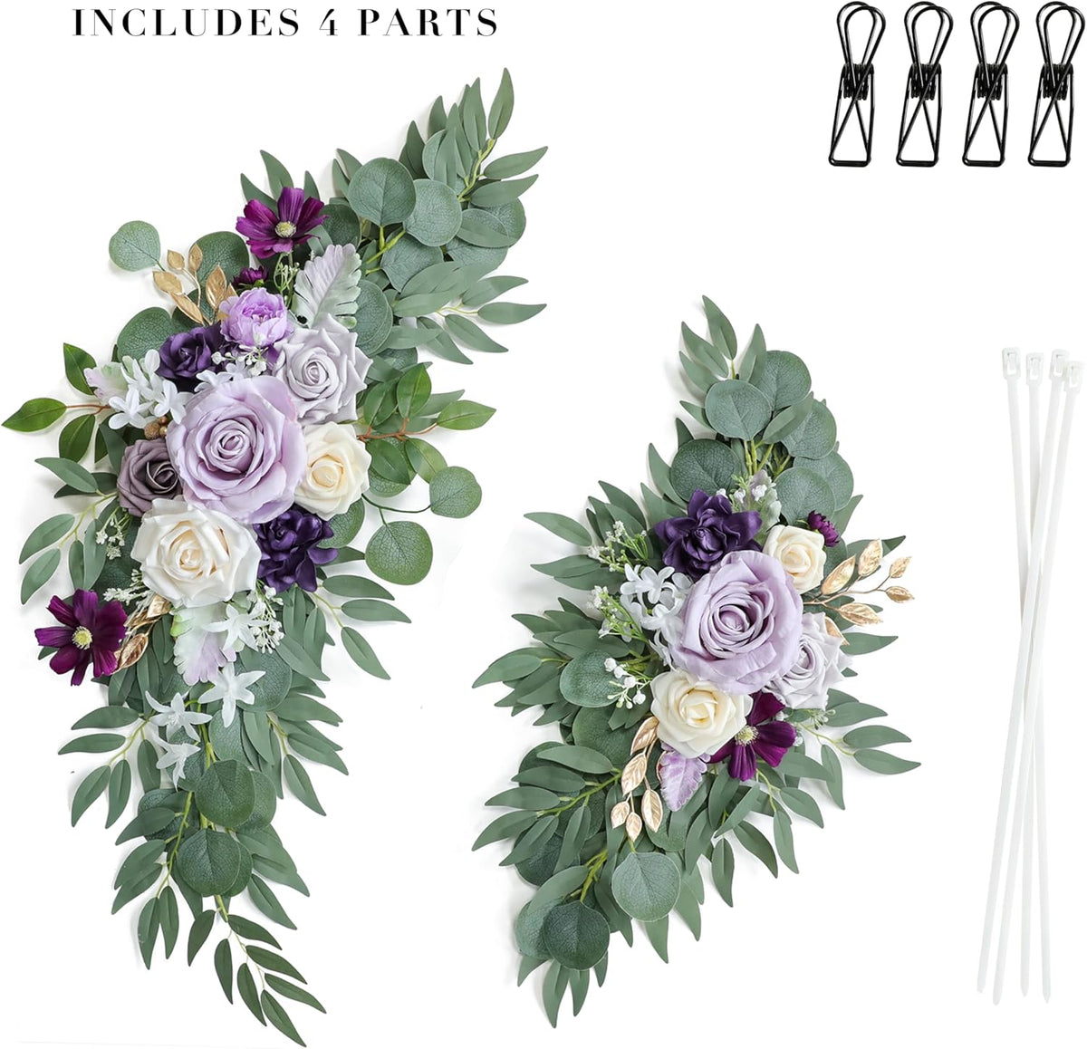 Artificial Lilac Wedding Arch Flowers Swags Set of 2 for Wedding Welcome Signs Floral and Reception