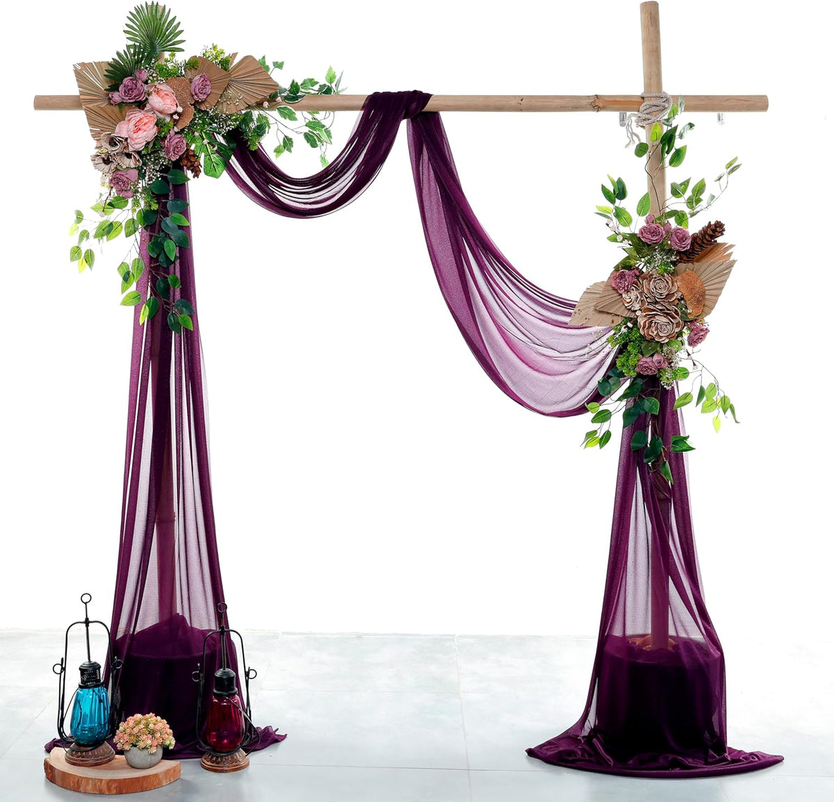 VDS Pack of 2 Panel (30 Inch X 50 Feet) Wedding Arch Draping Fabric Sheer Chiffon Fabric Drapery