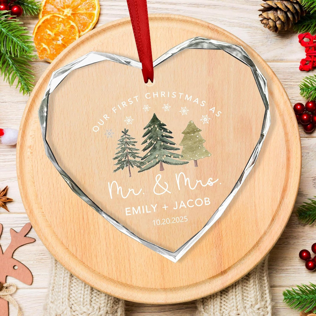 Personalized Glass Ornament 2025 for Married Couples with Name, Custom Wedding Keepsake Gift for