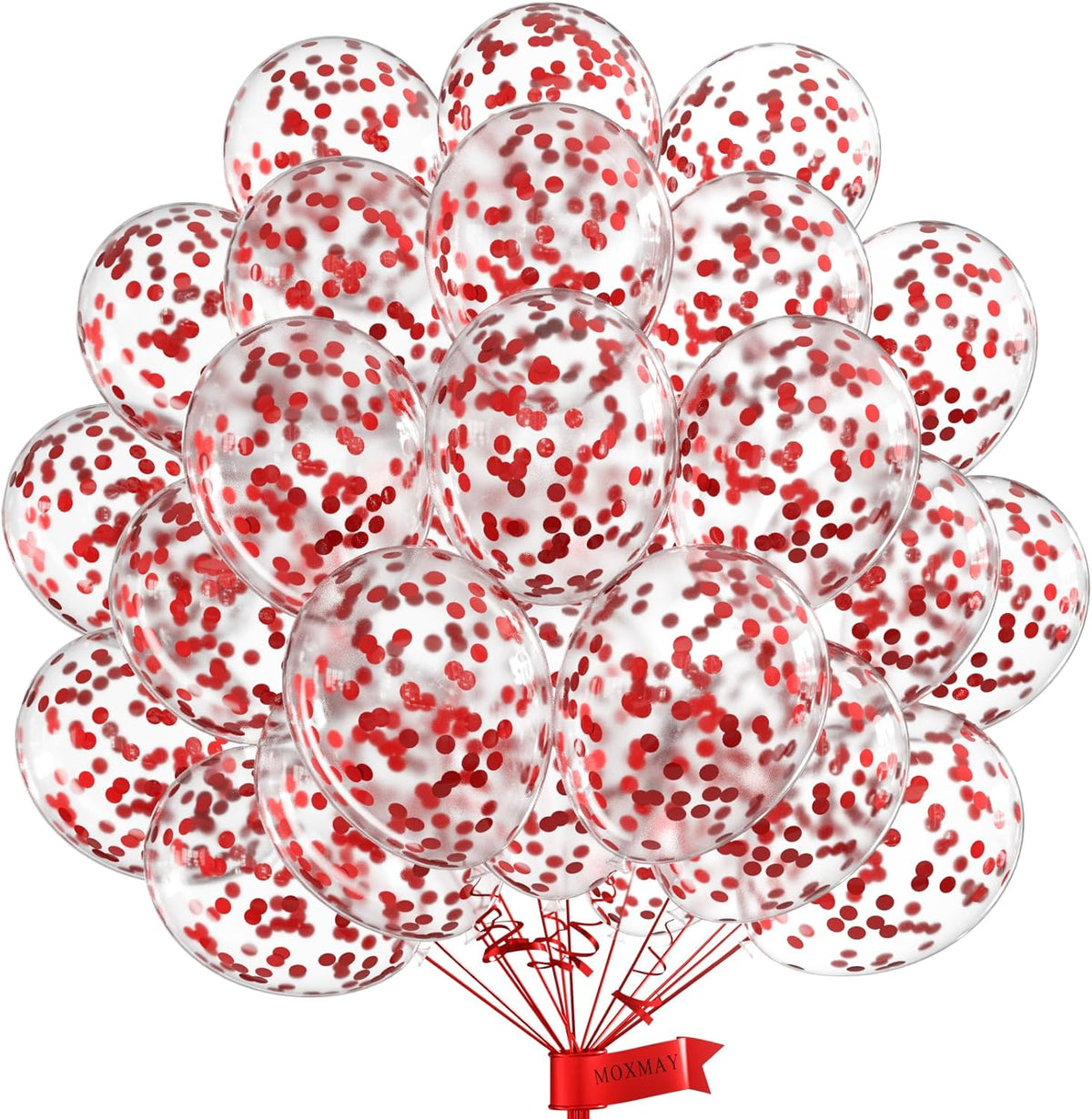 Red Confetti Balloons - 12inch, 50 Pcs Latex Balloons for Birthday, Wedding, Baby Shower, Christmas