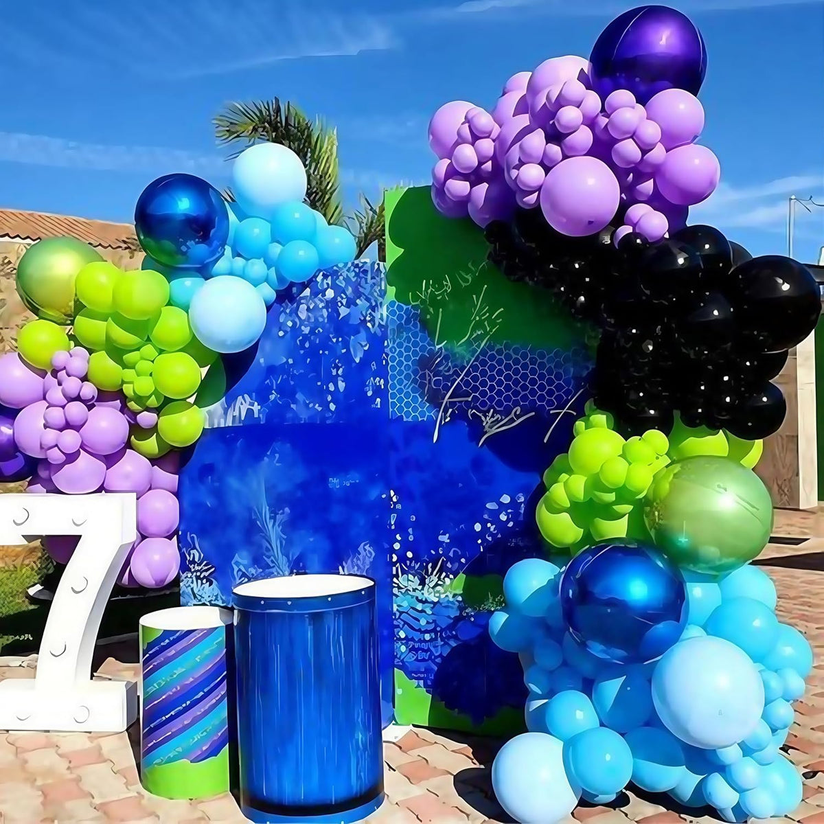 Black and Green Balloons, 60PCS Teal Blue Green Purple Video Game Balloons, Black Purple Blue