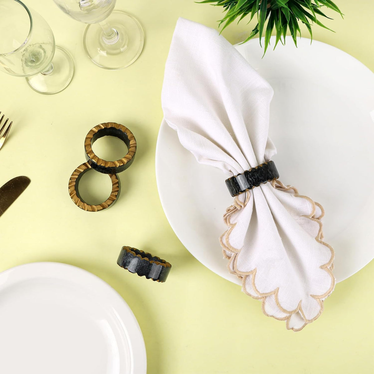 Epoxy Resin Napkin Rings Set of 12 - Rustic Napkin Holders for Dining Tableware, Dinning Table
