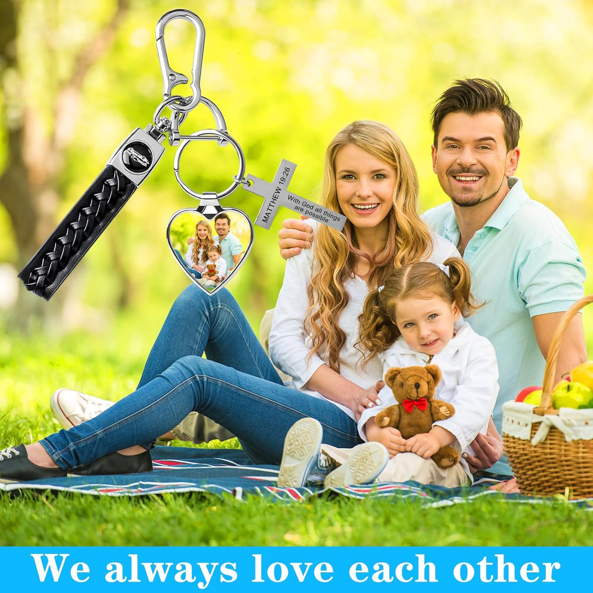 Double Side Custom Keychain with Picture Personalized Engraving Photo Text Customized Gifts for Men