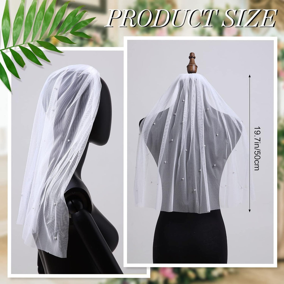 Vicenpal Bridal Bachelorette Veil with Comb Wedding Veils for Brides White Short Veil for