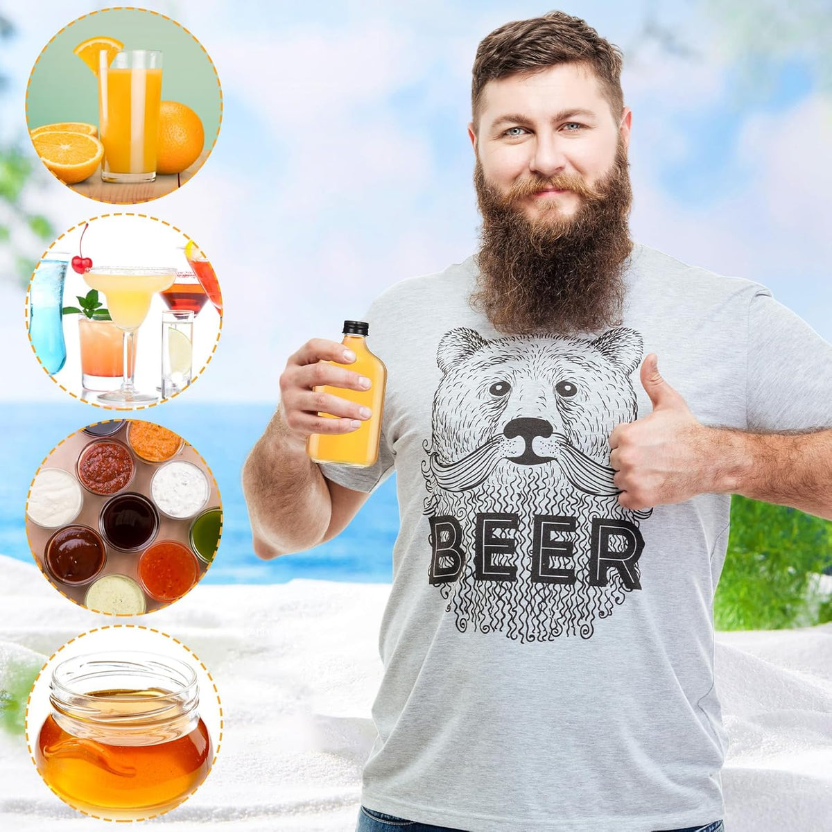 Gejoy 24 Pcs Mini Liquor Bottles Reusable Glass Flask Bottles with Black Caps Clear Empty Alcohol
