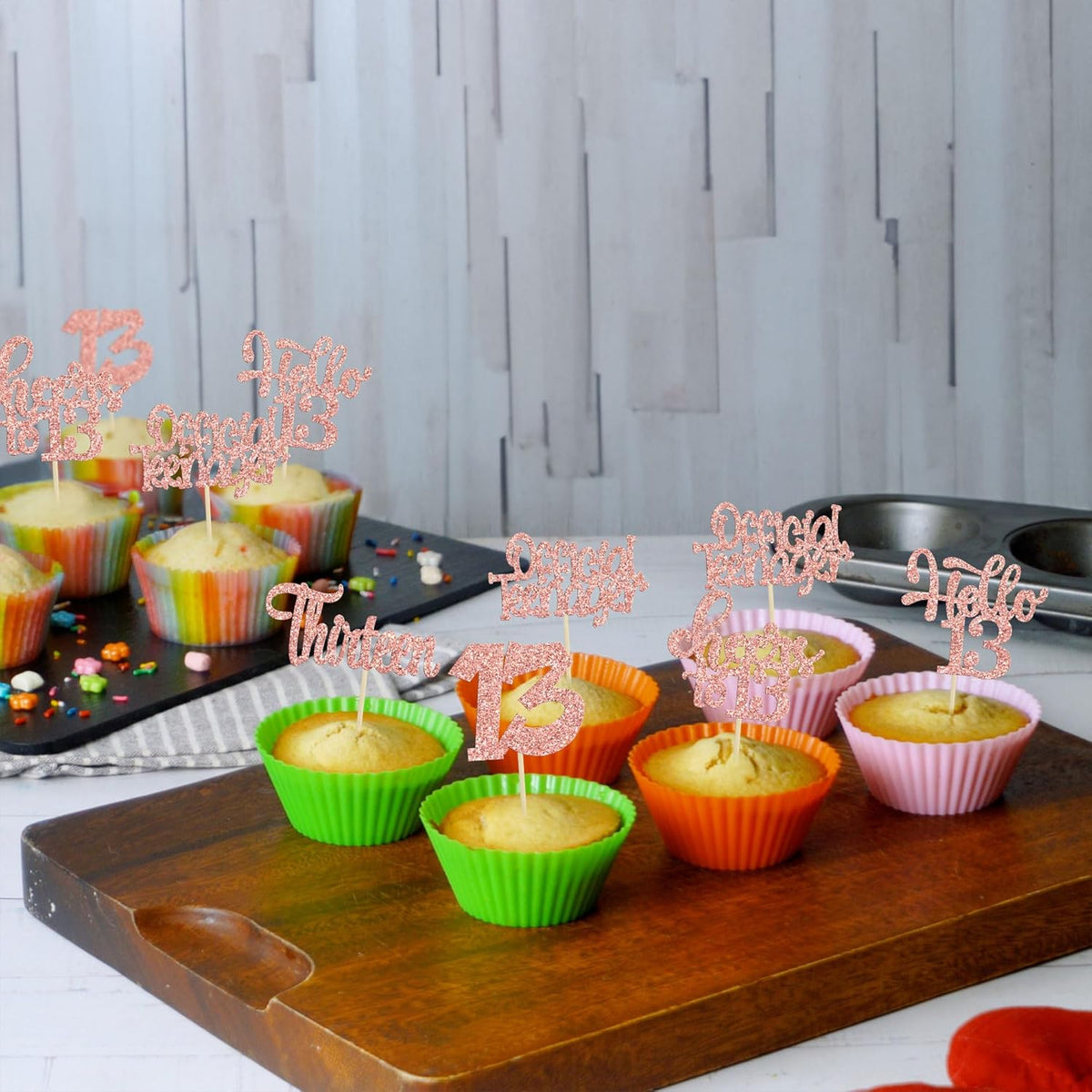 30Pcs 13th Birthday Cupcake Toppers Hello 13 Cupcake Picks Official Teenager Cheers to 13 Years Old