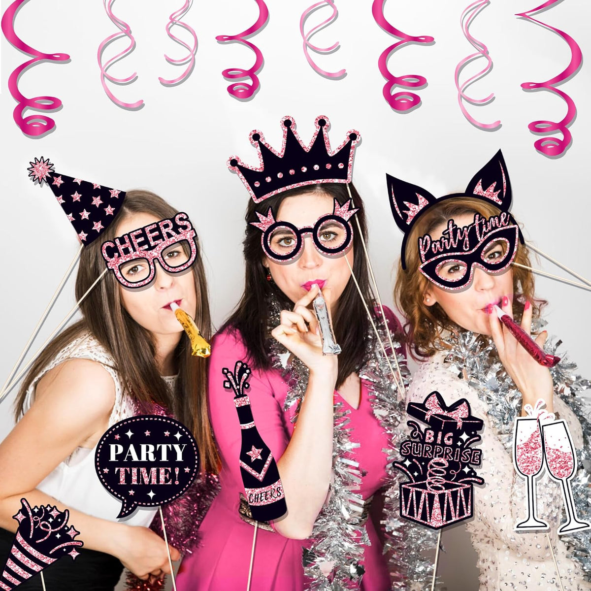36 PCS Birthday Photo Booth Props Party Supplies Holiday Picture Decorations Photo Booth Props for